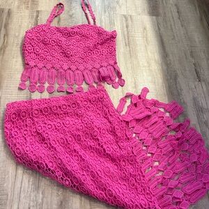Style by GG 2pc Matching Skirt Set Bright Pink Medium